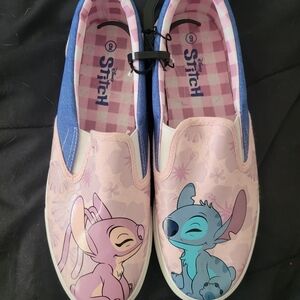 Disney Stitch Slip-On Sneakers - Pink and Blue